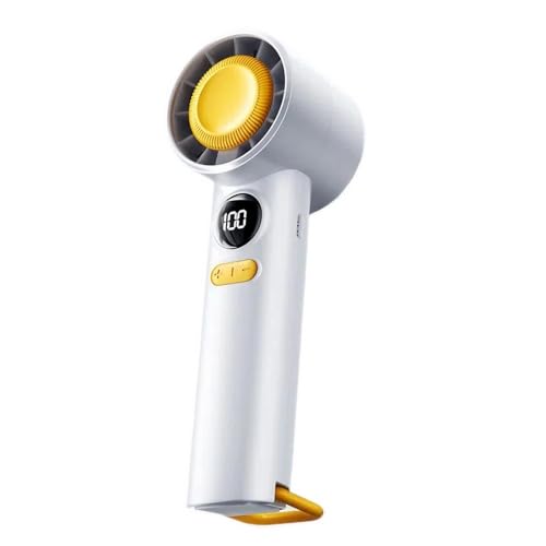 ThreeH Mini-Handventilator Kompakt Tragbar 100 Stufen Kühle Brise LED-Digitalanzeige Leise Leistungsstarker Luftstrom WeißGelb von ThreeH
