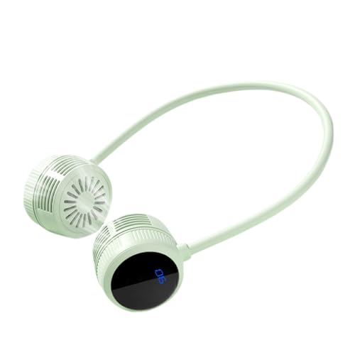 ThreeH Nackenventilator mit LCD Display Verstellbarer Biegeschlauch & 360° Rotation Type-C Schnellladung 6 Windmodus Tragbar für Studium Fitness & Unterhaltung Grün von ThreeH