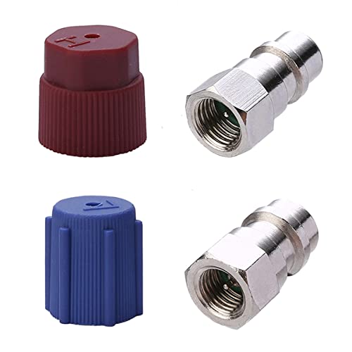 ThreeH R22 R12 zu R134A Umrüstadapter Hoch/Niedrig AC-Armaturen Rot Blau Autokältemittel Nachrüstung 7/16 zu 3/8 Umrüstung(2 Pack) von ThreeH