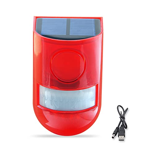 ThreeH Solar Warnlicht mit Bewegungsmelder Fernbedienung IP65 Wasserdicht Solar Alarm Licht 4 Arbeitsmodi 110dB Sound Sicherheit Sirene Licht für Home Farm Scheune Villa Yard von ThreeH