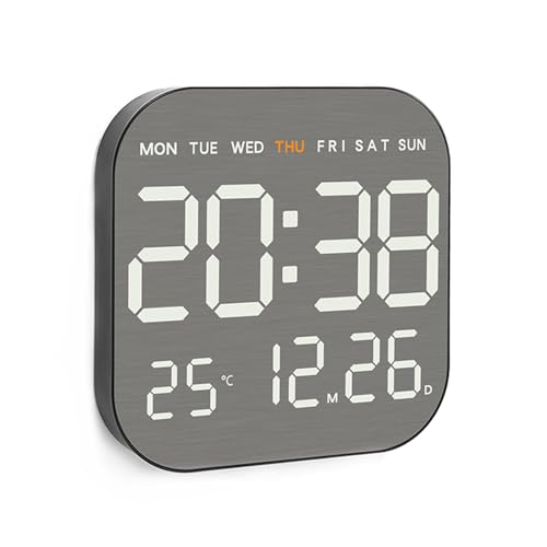 ThreeH Spiegel Finish Wecker mit Temperaturanzeige - 10 Dimmmodi, Schreibtisch-/Wandhalterung, Schwarz ThreeH Spiegel Finish Wecker mit Temperaturanzeige - 10 Dimmmodi, Schreibtisch-/Wandhalterung, Schwarz von ThreeH