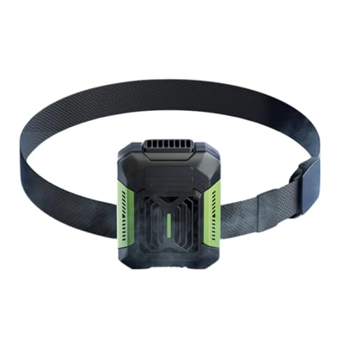 ThreeH Tragbarer Hüftventilator 3 Geschwindigkeitsstufen mit LED-Taschenlampe Wiederaufladbar Wasserfest für Outdoor-Arbeitsplätze Grün von ThreeH