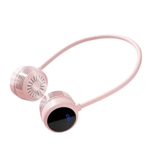 ThreeH Tragbarer Nackenventilator Drehbare Luftdüse Flexibler Schlauch 360° Richtungskontrolle Type-C Schnellladung 6 Geschwindigkeiten Leichtgewicht für Ruhe Studium & Outdoor Rosa von ThreeH