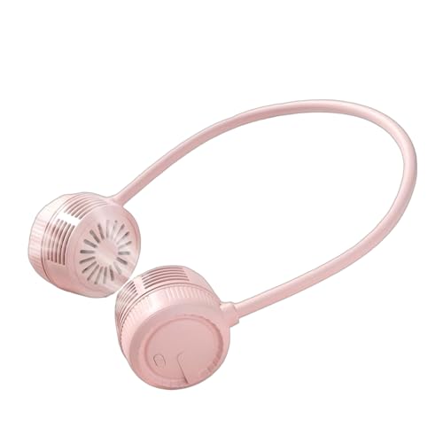 ThreeH Tragbarer Nackenventilator Hände-frei Luftgebläse 360° Verstellbarer Luftstrom 3 Geschwindigkeiten Ultra-Leicht & USB-Aufladbar für Studium Entspannung Unterhaltung Rosa von ThreeH