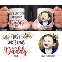 Daddy First Christmas Tasse, Fototasse 1st Weihnachtsgeschenk 2023, Neues Papa Geschenk, Geschenk Für Papa, Fotobecher, Babys Erstes Weihnachten von ThreeQuarks