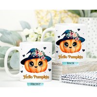 Hello Kürbis Tasse, Personalisierte Halloween Fledermaus, Geschenk, Lustige Kaffeetasse, Gemütliche Geschenkidee Für Freundin, Schwester, Tante von ThreeQuarks