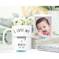 Ich Liebe Meine Nanny, Personalisierte Foto-Tasse, Benutzerdefinierte Oma Oma, Großeltern-Becher, Geburtstags-Geschenk-Kindermädchen, Neue Zu von ThreeQuarks