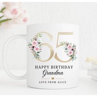 Personalisierter 65. Geburtstagsbecher, Alter Becher, Beste Freundin Geschenk, Geschenk Für Sie, Mutter Schwester Meilenstein Floral Uk von ThreeQuarks