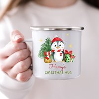 Weihnachts-Emaille-Tasse, Personalisierte Kindertasse, Kinder-Heiße Schokoladen-Tasse, Jungen-Geburtstag, Weihnachts-Geheimer Weihnachtsmann, Heiße von ThreeQuarks