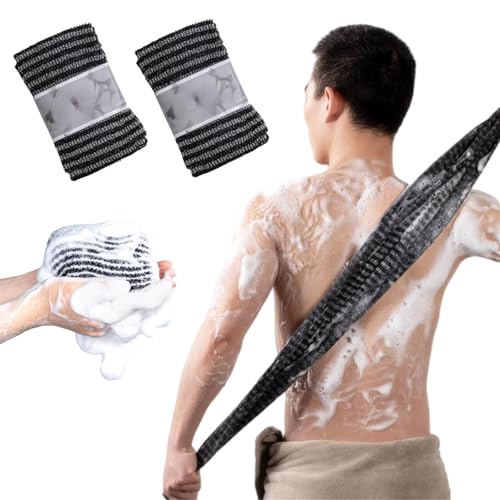 Threegoat Antibakterielles Duschpeeling-Tuch 2er Set Peeling-Handtuch, extra langes Japanisches Handtuch, idealer Körperschrubber für Männer und Frauen, zum Schrubben und Waschen von Threegoat