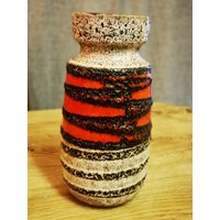 Scheurich Keramikvase Modell 242/22 Orange /Grau Fat Lava Design 70Er Jahre von ThriftedThingsBazar