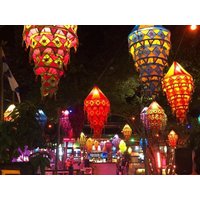 Boho Hochzeitsdeko Laternen Klapp Lampen Bunt Hippie Zelt Behänge Garten Kronleuchter Baumwollstoff Kerzenhalter von ThrivingCrafts