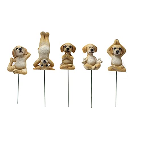 5 Stück Mini Hund Statue Harz für Garten Ornamente Blumentopf Dekorative Statuen Miniatur Yoga Figuren für Hunde Ornamente Dekoration für Zuhause Dekor Thrivinger von Thrivinger