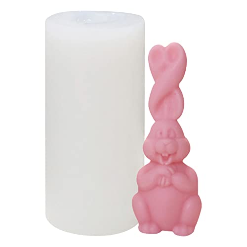 Thrivinger Silikonform Kaninchen 3D | Kerzenform 3D niedlich | süßes Kaninchen mit langen gedrehten Ohren, zylindrische Kerzenformen zum Basteln, Handgemachte Seife, Schokolade von Thrivinger