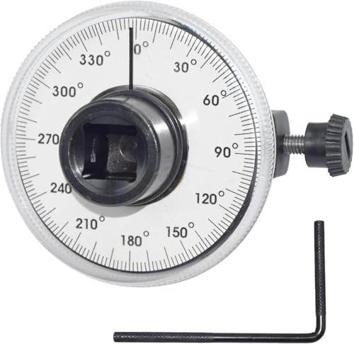 Thsakzo Auto Drehwinkelmesser MessgeräT 0-360°,Torque Rotating Gauge Drehwinkelmesser DrehwinkelmessgeräT Stellbarer Antriebswinkel TorsionsschlüSsel Messen Drehmoment Drehmomentadapter von Thsakzo