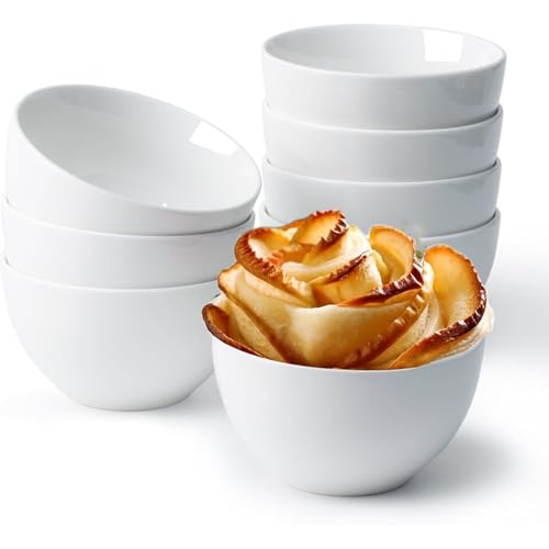 Thsinde 6-teiliges kleines weißes Reisschalen-Set – 284 ml kleine Porzellanschalen für Suppe, Müsli, Eis und Beilagen, mikrowellen-/spülmaschinen-/gefriergeeignet, stapelbar und leicht zu reinigen von Thsinde