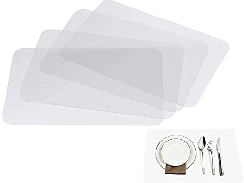 Thstheaven Transparente Platzsets, durchsichtiges Kunststoff-Tischset für Esstisch, hält Tisch oder Schreibtischtuch sauber, waschbar, hitzebeständig, rutschfest, 4 Stück von Thstheaven