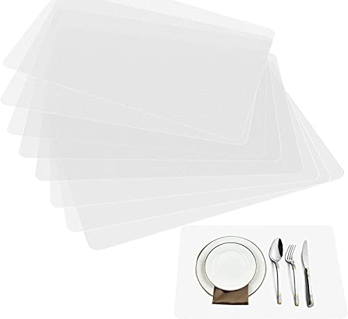 Thstheaven Transparente Tischsets, durchscheinendes Kunststoff-Tischset für den Esstisch, hält Tisch oder Schreibtischtuch sauber, waschbar, hitzebeständig, rutschfest, 8 Stück von Thstheaven
