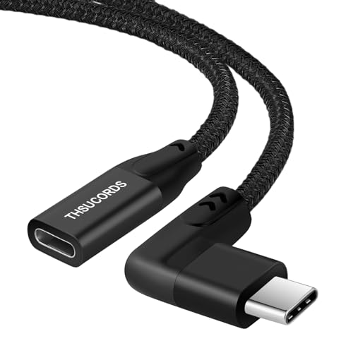 Thsucords 90 Grad Rechtwinkliges USB C Verlängerungskabel 2M, Typ C 3.1 Gen2 Stecker auf Buchse Kabel 10Gbit/s 4K Video kompatibel mit MacBook,iPad Pro,Nintendo Switch,Steam Deck von Thsucords