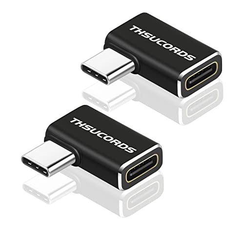 Thsucords Rechtwinkliger USB-C-Verlängerungsadapter 2 Stück, links 90 Grad Stecker auf Buchse, Extender PD 100W 20Gbit/s Typ C 3.2 Gen2 4K@60Hz Video für Dampfdeck, Switch, MacBook von Thsucords