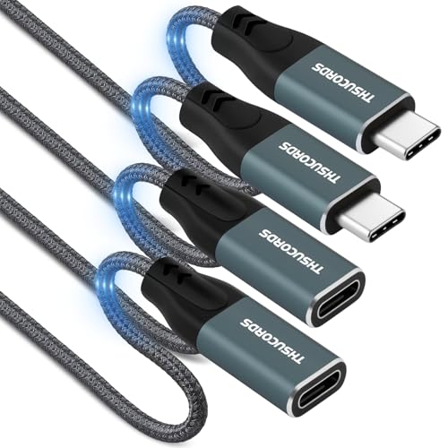 Thsucords Satz von 2 Verlängerungskabeln USB C 2M, USB C 3.1 10 Gbit/s 100 W männlich nach weiblich für MacBook Pro/Air, Telefon, Tablet, etc. von Thsucords