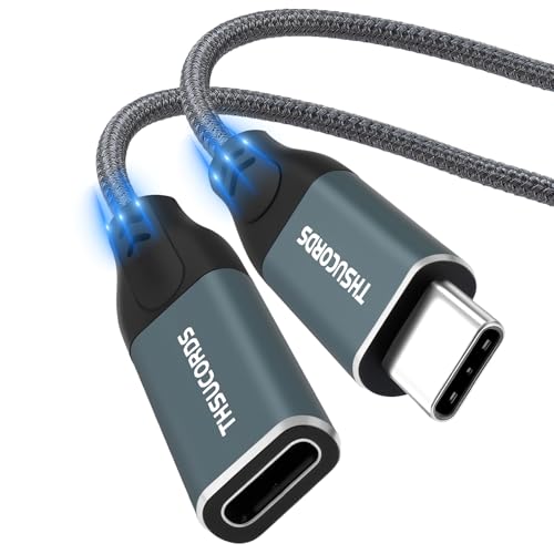 Thsucrds USB C Erweiterungskabel 2M, USB C Typ 3.1 10Gbit/s 100W männlich zu weiblich, passend für MacBook Pro/Air, Mobiltelefone, Tablets, etc von Thsucords