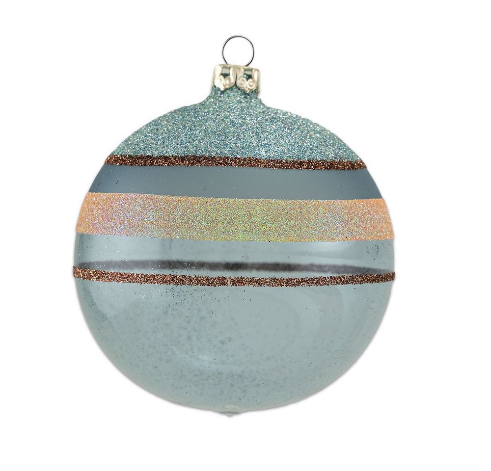 Thüringer Glasdesign Christbaumschmuck Weihnachtskugel glanz aschblau 6cm von Thüringer Glasdesign