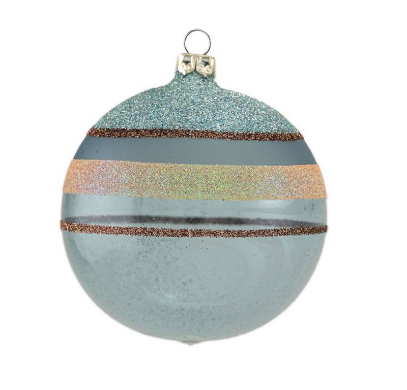 Thüringer Glasdesign Christbaumschmuck Weihnachtskugel glanz aschblau 6cm von Thüringer Glasdesign