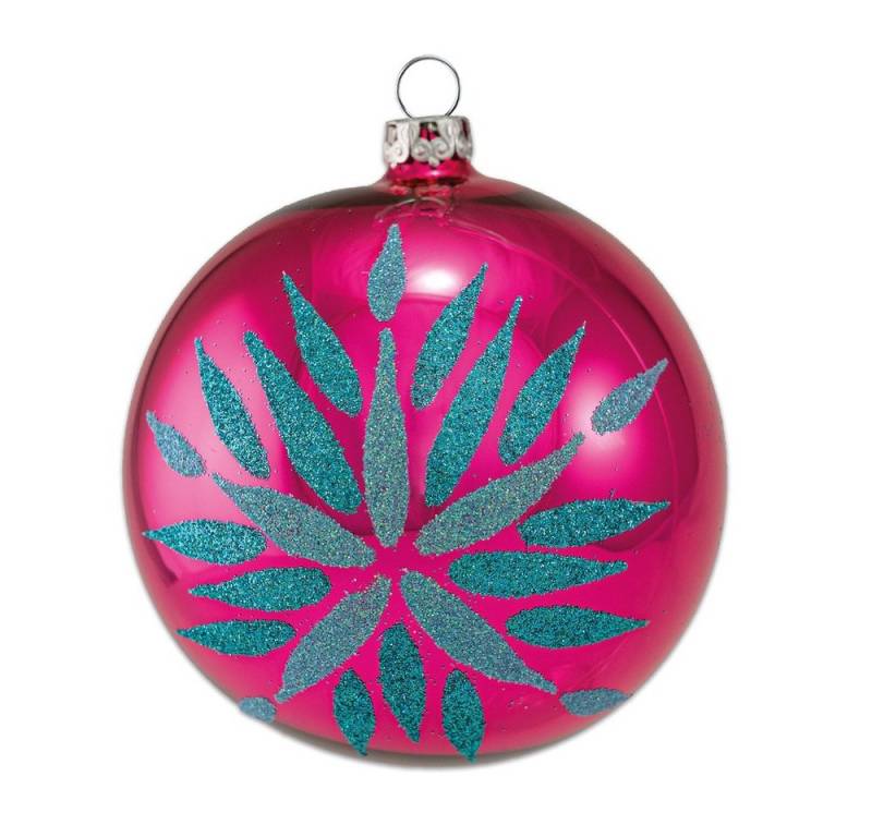 Thüringer Glasdesign Christbaumschmuck Weihnachtskugel glanz pink 6cm von Thüringer Glasdesign