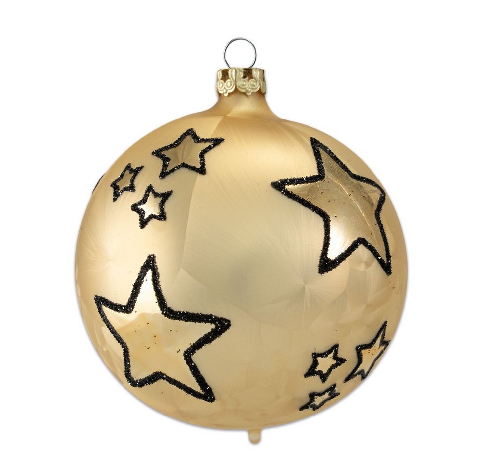 Thüringer Glasdesign Christbaumschmuck Weihnachtskugel gold eis 6cm von Thüringer Glasdesign