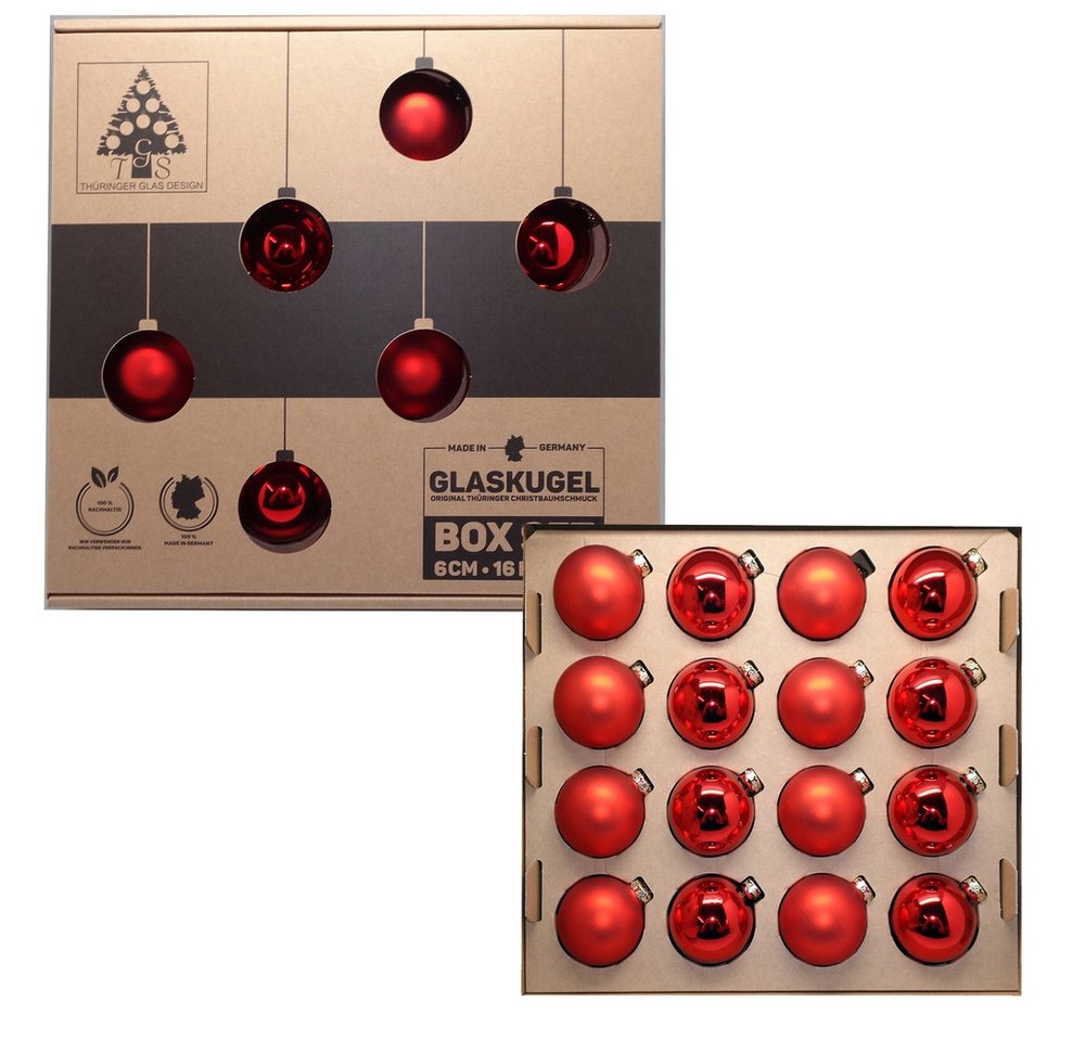 Thüringer Glasdesign Christbaumschmuck Weihnachtskugeln glanz/matt rot 6cm 16 Stück Thüringer Glasdesign Christbaumschmuck Weihnachtskugeln glanz/matt rot 6cm 16 Stück von Thüringer Glasdesign