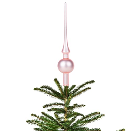 Christbaumspitze Thüringer Glas 28cm Spitze Mundgeblasen Eislack Glanz Matt (rosa matt) von Thüringer Glasdesign