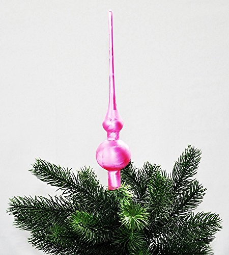 Jack Christbaumspitze Thüringer Glas 28cm Spitze Mundgeblasen Eislack Glanz Matt, Farbe:Pink Eislack von Thüringer Glasdesign