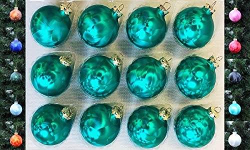 Jack 12x Glas Eislack Christbaumkugeln 6cm Thüringer Weihnachtskugeln Kugeln, Farbe:Petrol von Thüringer Glasdesign