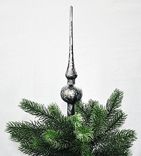 Jack Christbaumspitze Thüringer Glas 28cm Spitze Mundgeblasen Eislack Glanz Matt, Farbe:Anthrazit Eislack von Thüringer Glasdesign