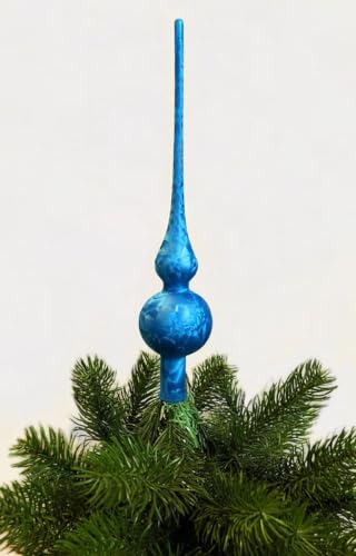 Jack Christbaumspitze Thüringer Glas 28cm Spitze Mundgeblasen Eislack Glanz Matt, Farbe:Meerblau von Thüringer Glasdesign