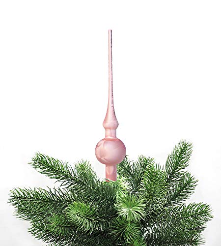 Jack Christbaumspitze Thüringer Glas 28cm Spitze Mundgeblasen Eislack Glanz Matt, Farbe:Rosé von Thüringer Glasdesign