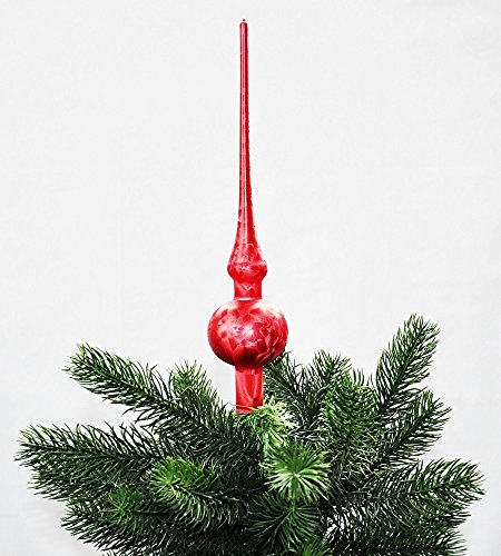 Jack Christbaumspitze Thüringer Glas 28cm Spitze Mundgeblasen Eislack Glanz Matt, Farbe:Rot Eislack von Thüringer Glasdesign