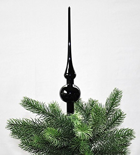 Jack Christbaumspitze Thüringer Glas 28cm Spitze Mundgeblasen Eislack Glanz Matt, Farbe:Schwarz Glanz von Thüringer Glasdesign