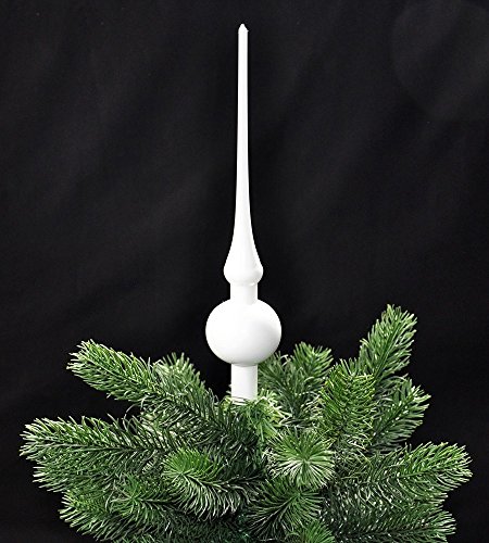 Jack Christbaumspitze Thüringer Glas 28cm Spitze Mundgeblasen Eislack Glanz Matt, Farbe:Weiß Emaille Glanz von Thüringer Glasdesign