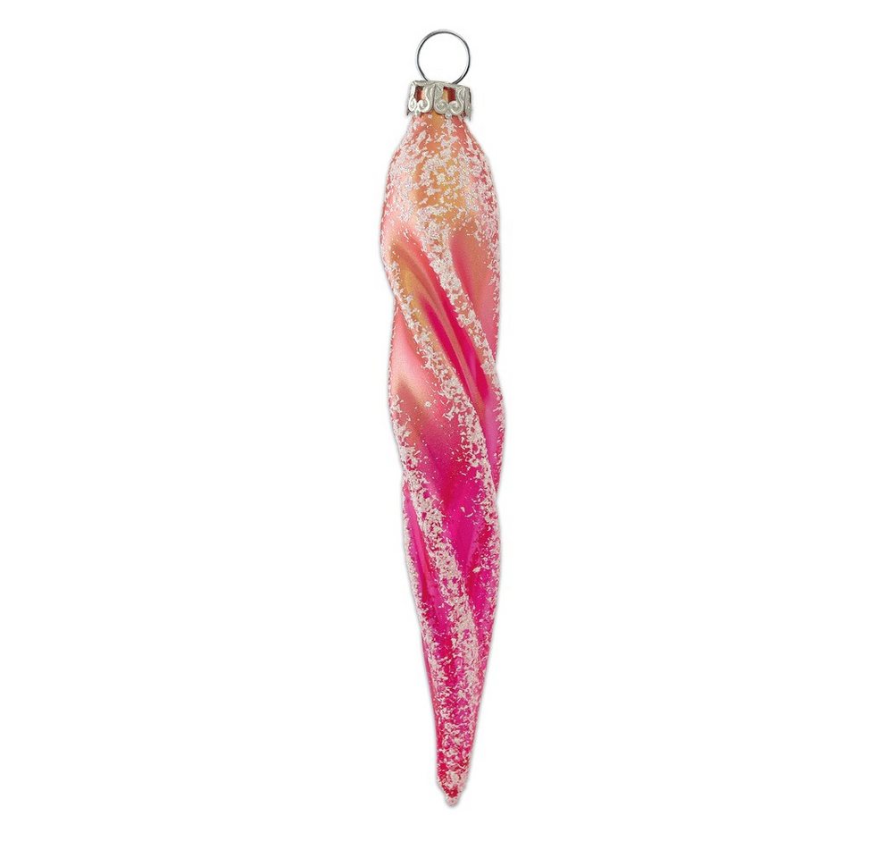 Thüringer Glasdesign Christbaumschmuck Christbaumschmuck Eiszapfen pink 11cm von Thüringer Glasdesign