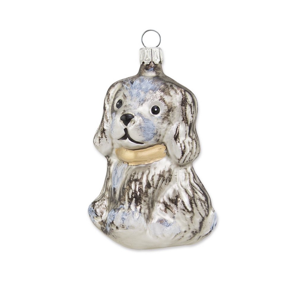 Thüringer Glasdesign Christbaumschmuck Christbaumschmuck Hund matt altsilber 10cm von Thüringer Glasdesign