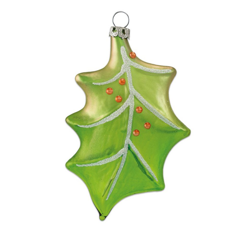 Thüringer Glasdesign Christbaumschmuck Christbaumschmuck Ilexblatt wiesengrün 12cm von Thüringer Glasdesign
