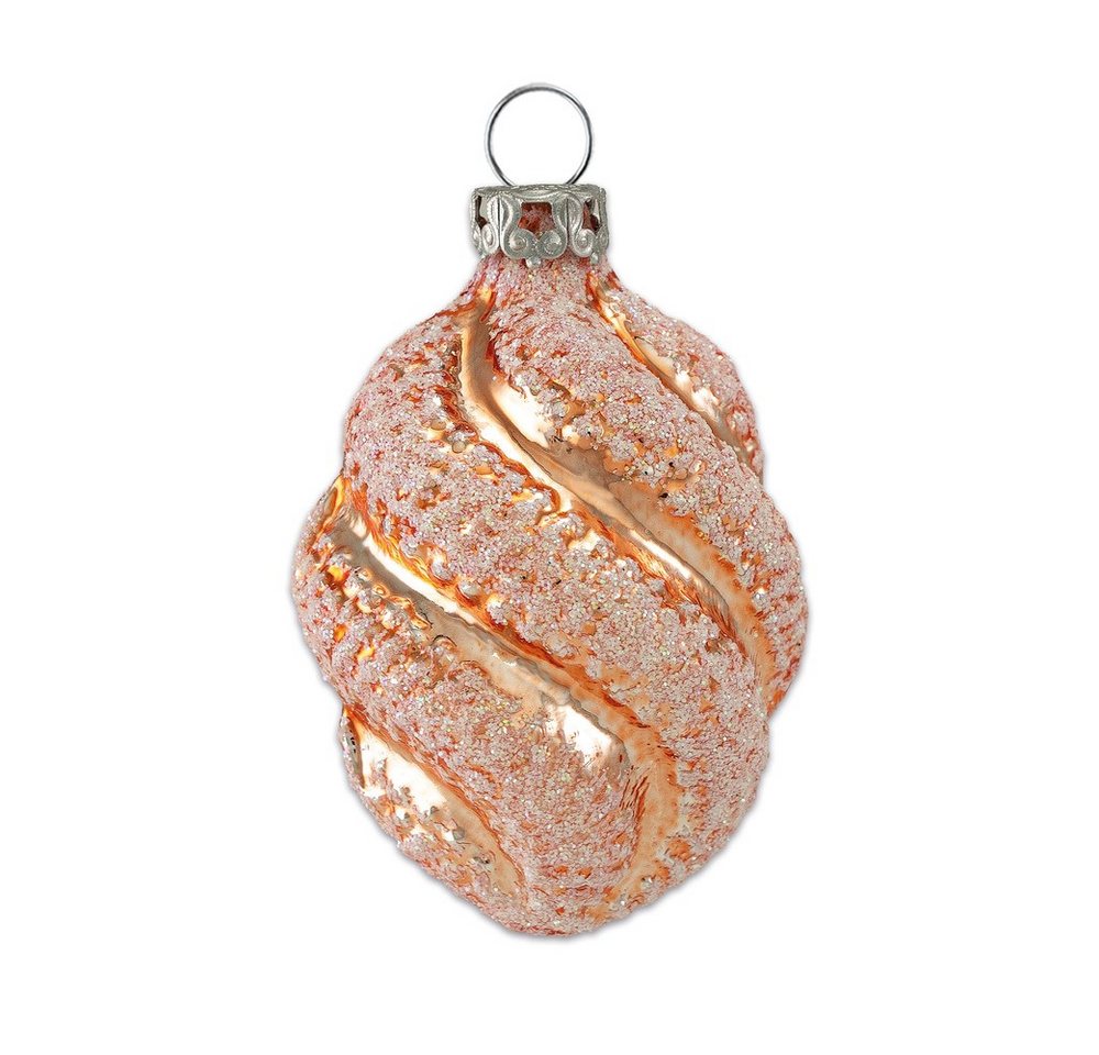 Thüringer Glasdesign Christbaumschmuck Christbaumschmuck gedrehtes Ei apricot 6cm von Thüringer Glasdesign