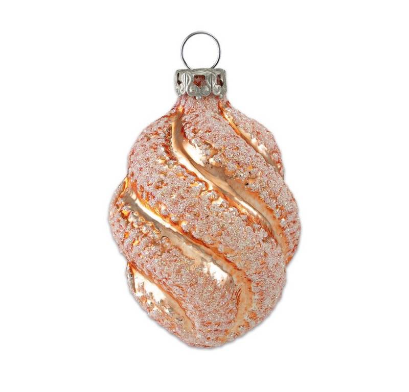 Thüringer Glasdesign Christbaumschmuck Christbaumschmuck gedrehtes Ei apricot 6cm von Thüringer Glasdesign