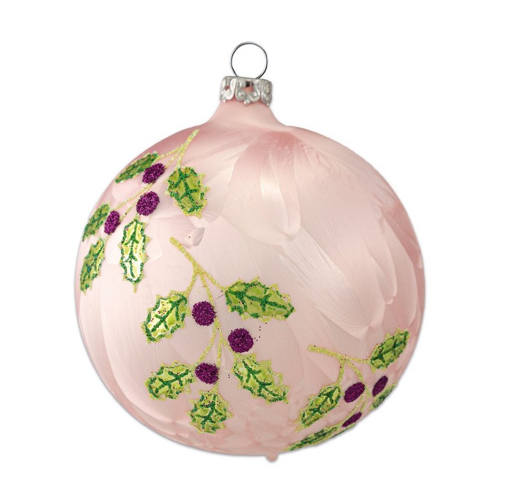 Thüringer Glasdesign Christbaumschmuck Weihnachtskugel rosé eis 8cm von Thüringer Glasdesign
