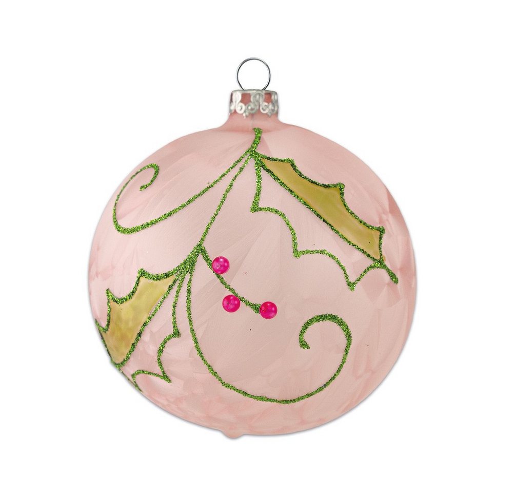 Thüringer Glasdesign Christbaumschmuck Weihnachtskugel rosé eis 8cm von Thüringer Glasdesign