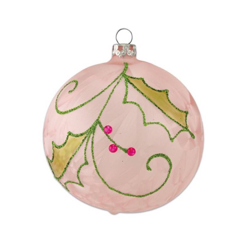 Thüringer Glasdesign Christbaumschmuck Weihnachtskugel rosé eis 8cm von Thüringer Glasdesign