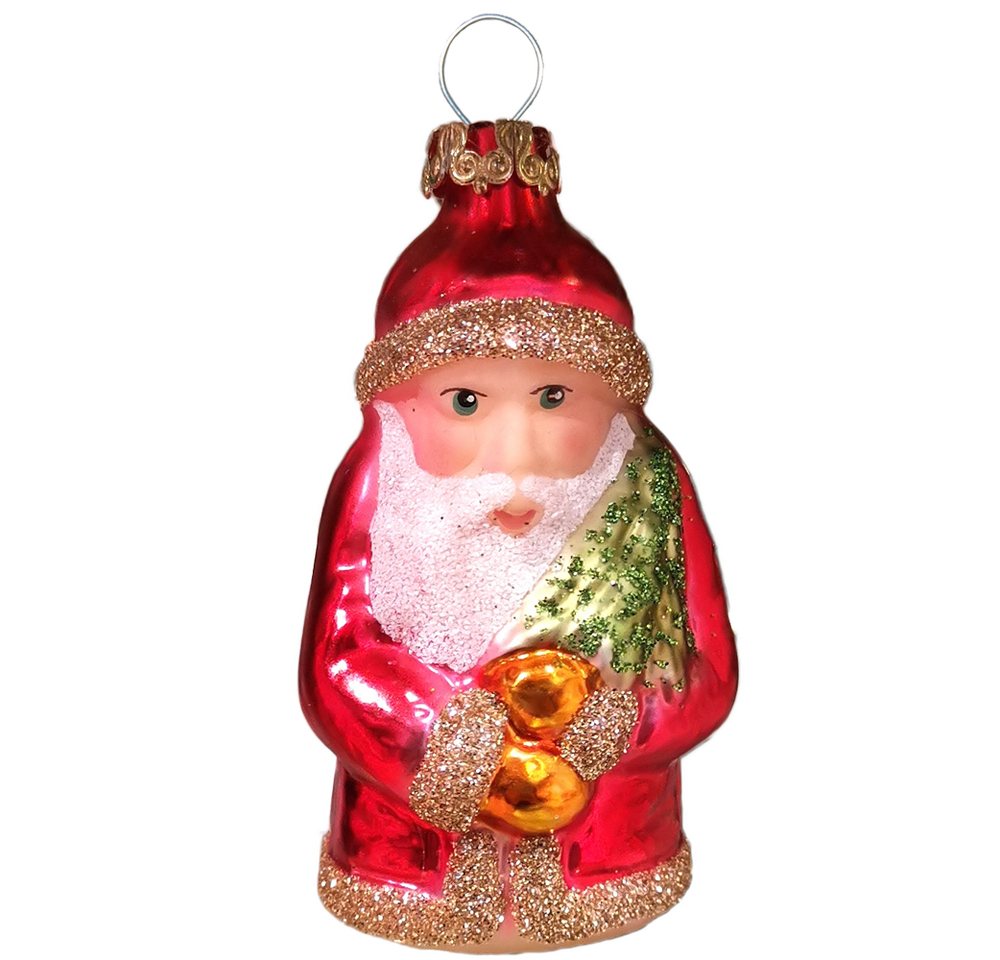 Christbaumschmuck kleiner Weihnachtsmann mit Baum 7cm (1-tlg), mundgeblasen, handbemalt von Thüringer Glasdesign