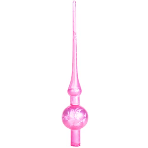 Thüringer Glasdesign Christbaumspitze 28cm | Weihnachtsbaumspitze aus Glas | Spitze Made in Germany (Pink Eislack) von Thüringer Glasdesign